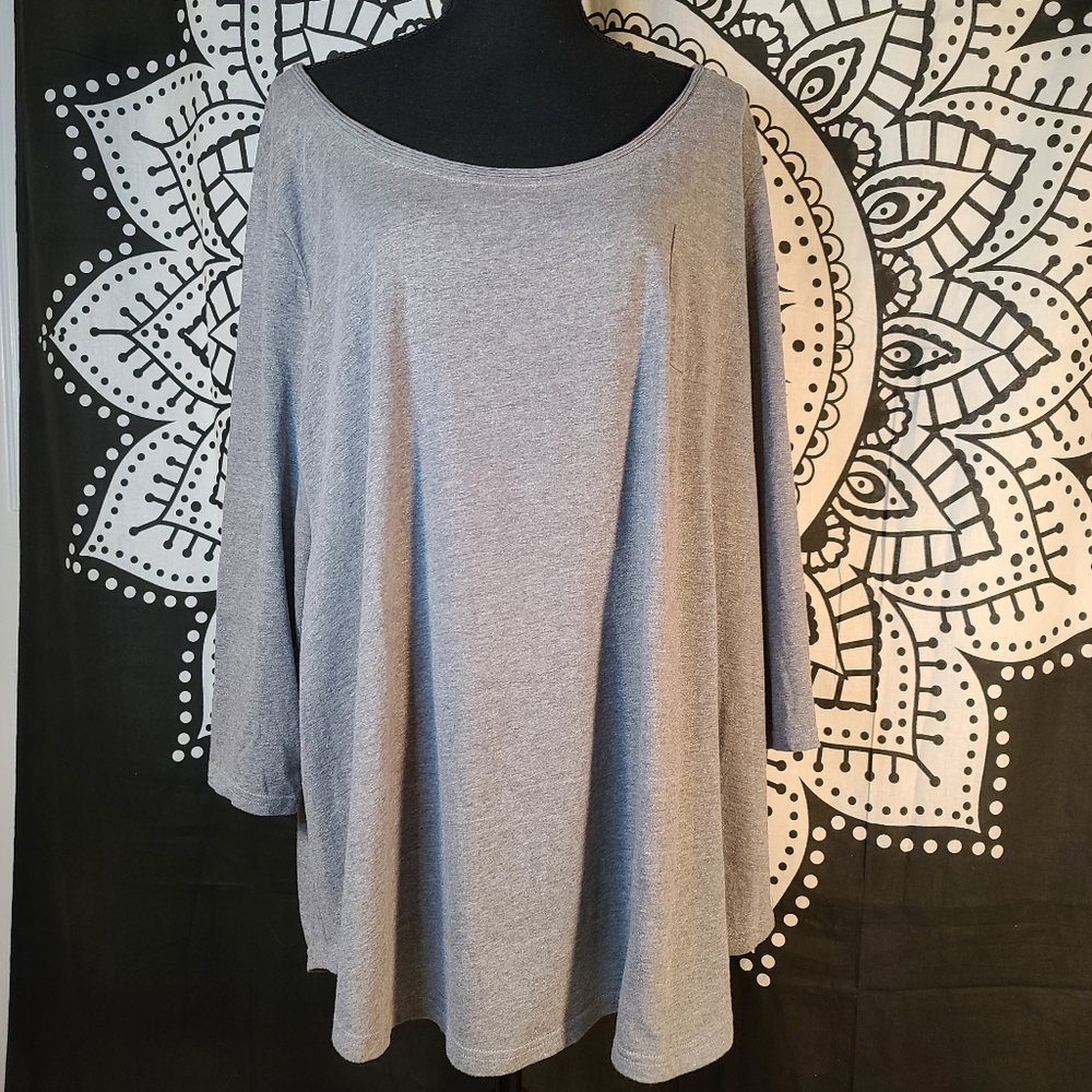 Lane Bryant Heather gray shimmer pocket T shirt 26